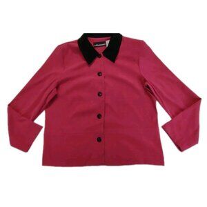 Sag Harbor Dress Fushia Hot Pink /Black Velvet Blazer Women Size 16  Beautiful